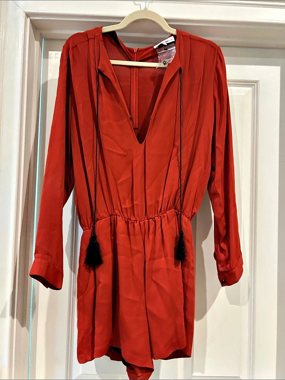Karina Grimaldi Red Long Sleeve Romper Size Medium Like New